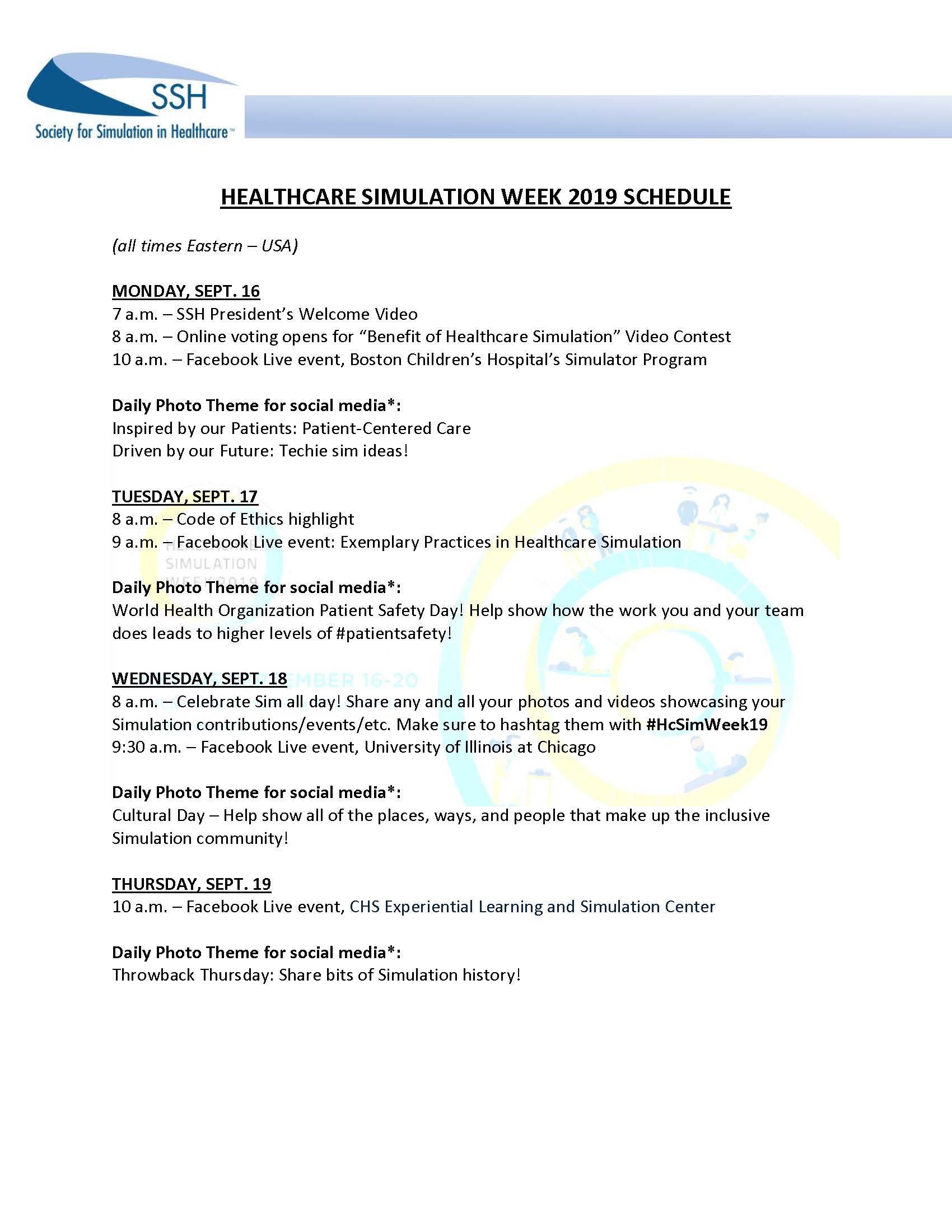 Healthcare Simulation Week 2019