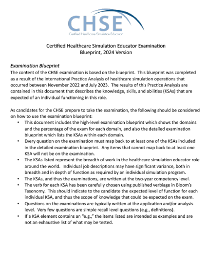 Preview of Examination Blueprint